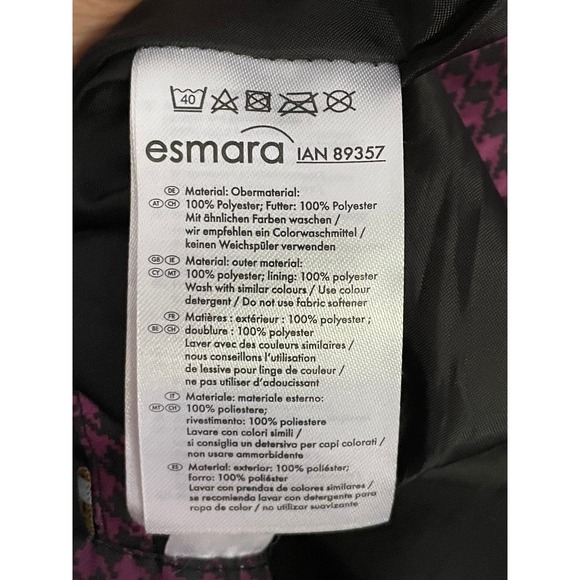 Esmara Womens Trench Coat Purple Houndstooth Hooded Belted Pockets Lined M - Picture 5 of 7